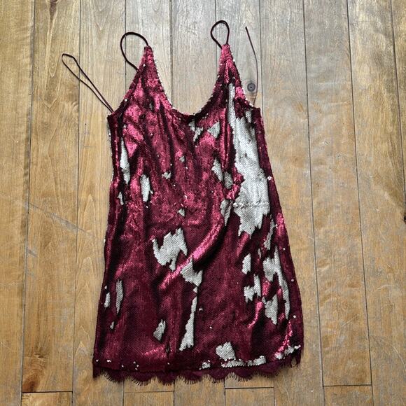 Free People Seeing Double Sequins Red/Rouge Dress Small NWT NEW YEARS DRESS - Picture 3 of 6